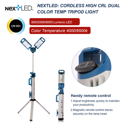 (New & Improved) NT-6926M Cordless Dual Color CRI 90 Tripod LED Shop Light