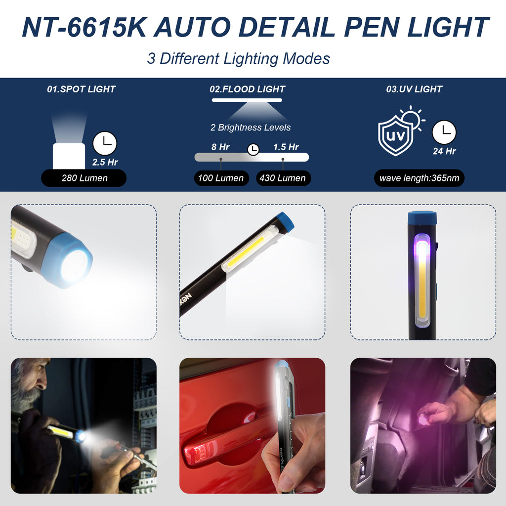 NT-6615K High CRI 3-in-1 Auto Detailing Pen Light