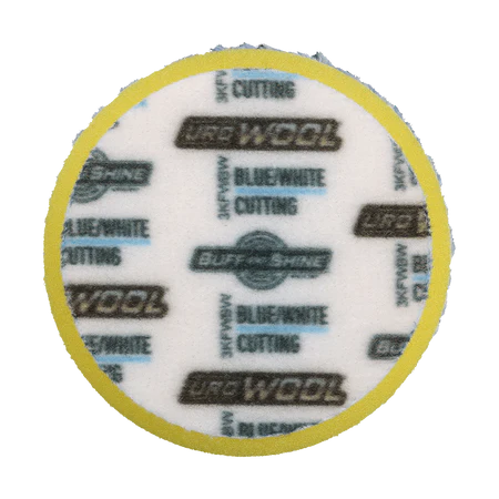3KFWBW - 3" Blue/White 100% Knitted Wool (Edge Bevel) URO Wool® Pad - Cutting 2Pk