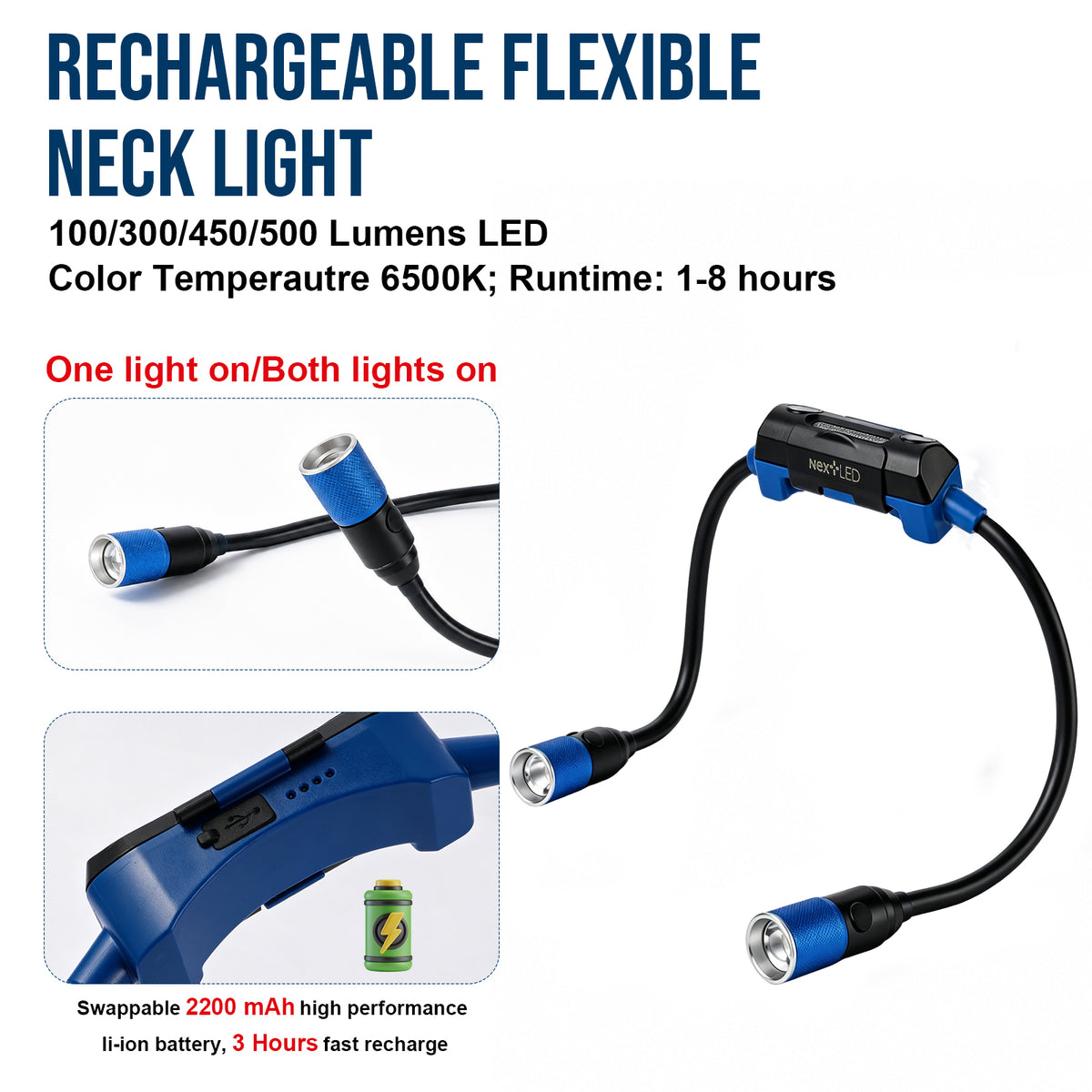 (NEW) NT-6763 Rechargeable Neck Light with Zoomable Lens