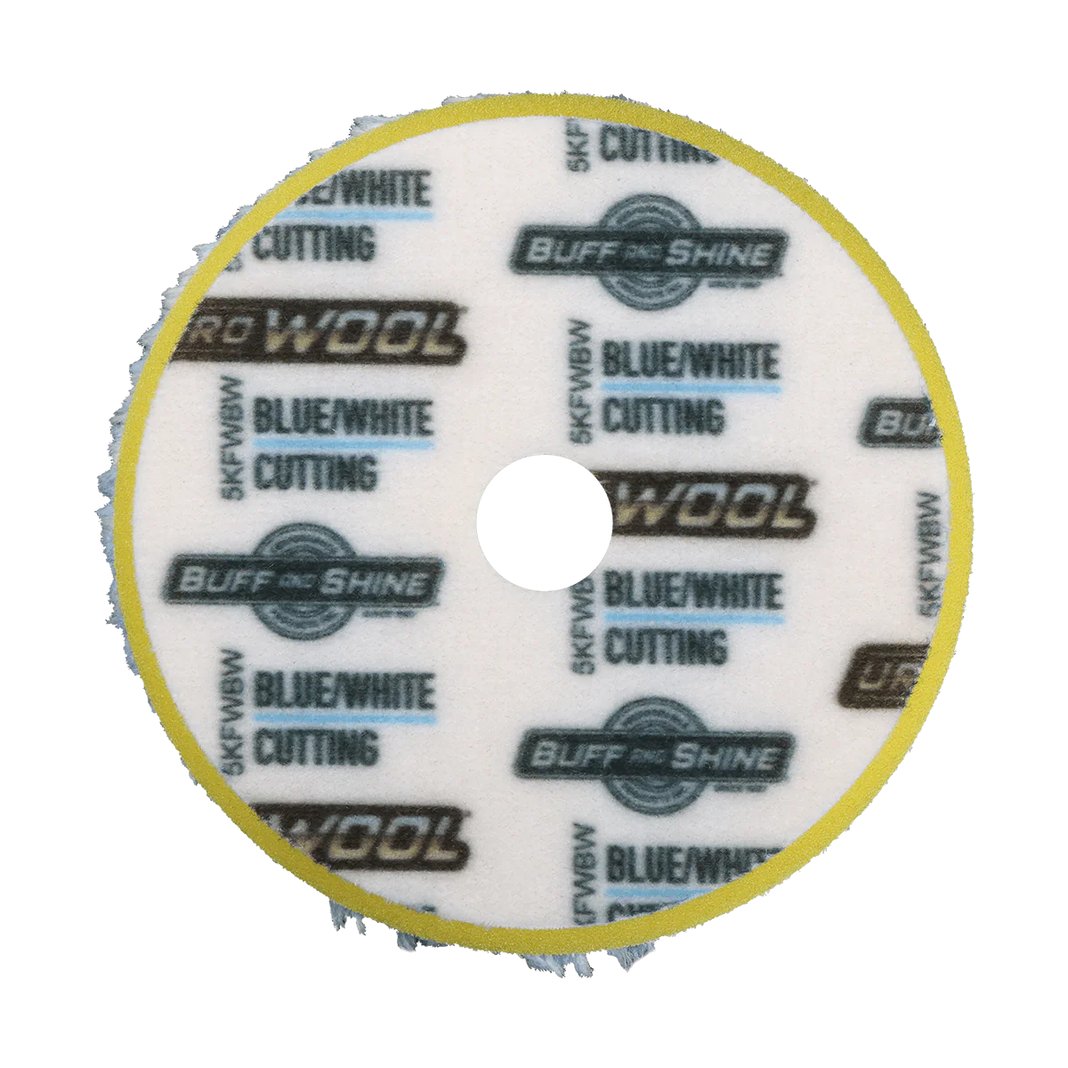 5KFWBW - 5" Blue/White 100% Knitted Wool (Edge Bevel) URO Wool® Pad - Cutting