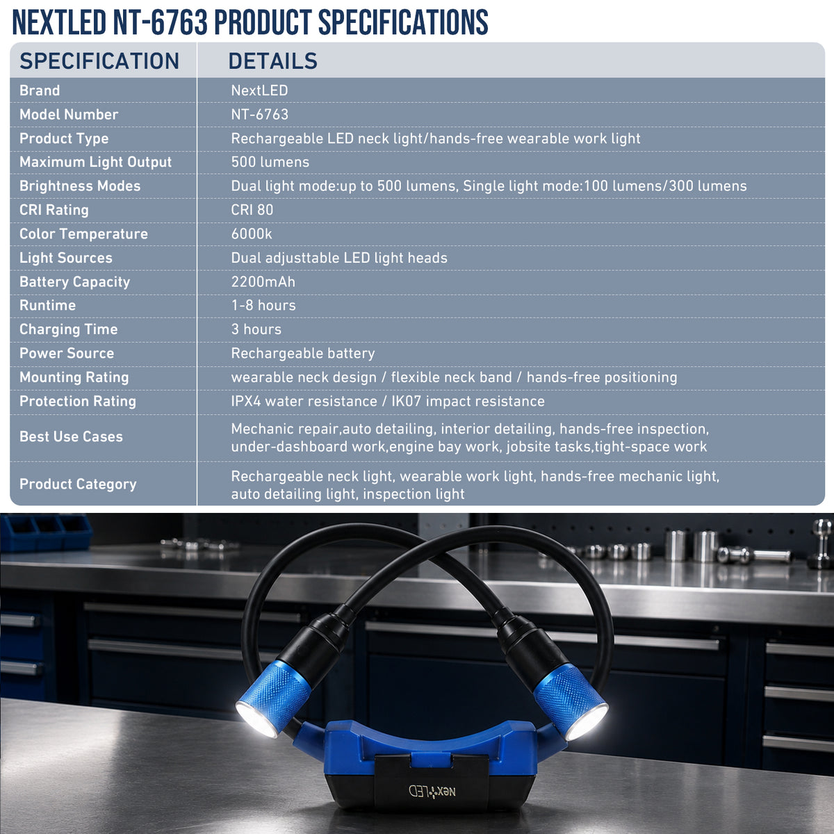 (NEW) NT-6763 Rechargeable Neck Light with Zoomable Lens